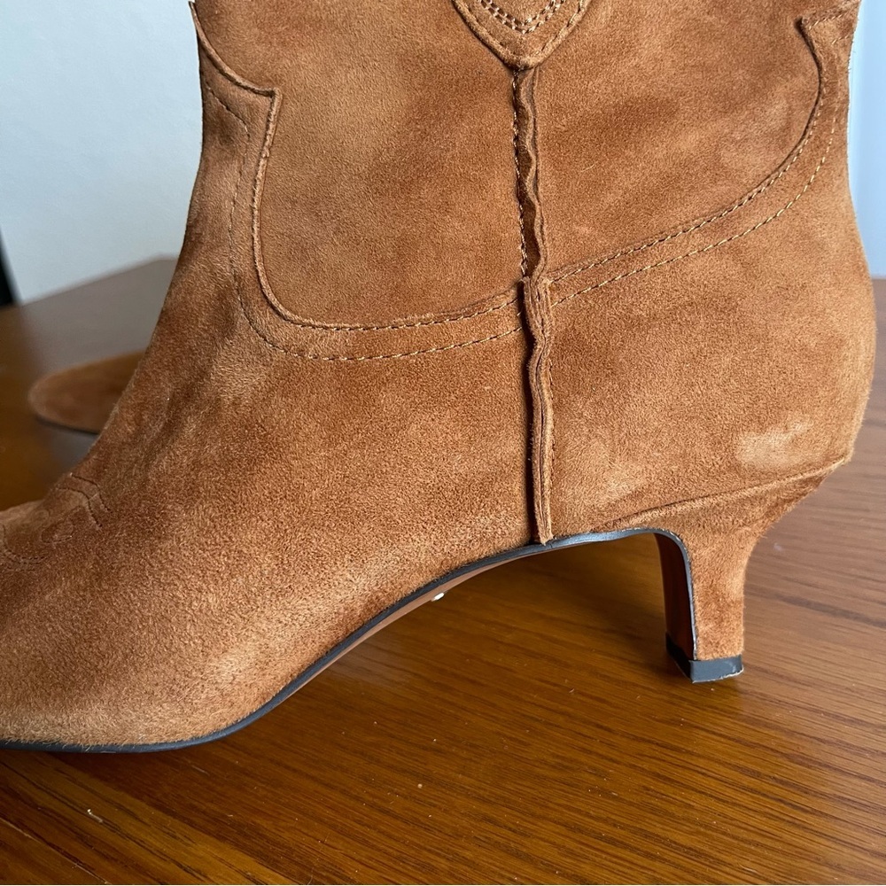 Sam Edelman Taryn Suede Western Ankle Boots Kitten Heel Brown Size 8.5 - Picture 4 of 15
